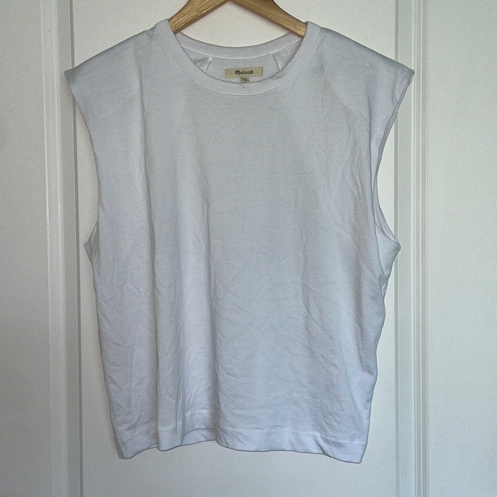 Madewell Women’s Sleeveless Muscle Tee Relaxed Boxy White L